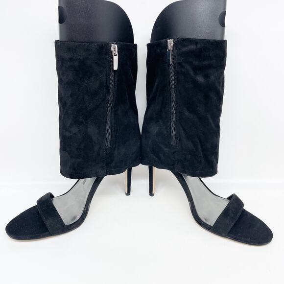 Nine West Women's Macken 2 Heels Faux Suede Open Toe Shoes Black Size 8M - Picture 7 of 12